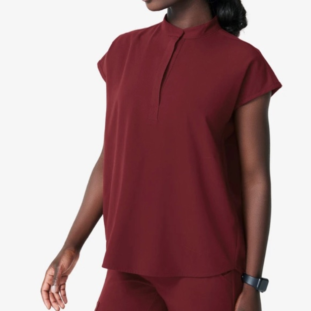 Figs burgundy scrub top